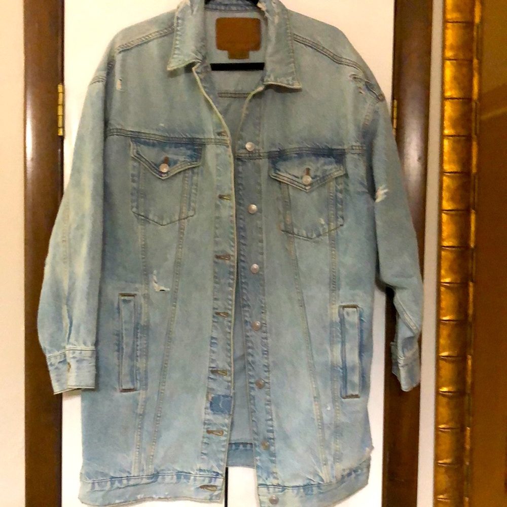EUC American Eagle Long Denim Jacket size Lg